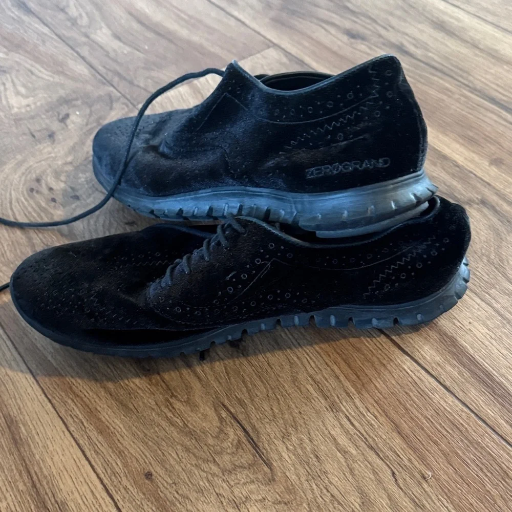 Cole Haan Black Suede Oxfords